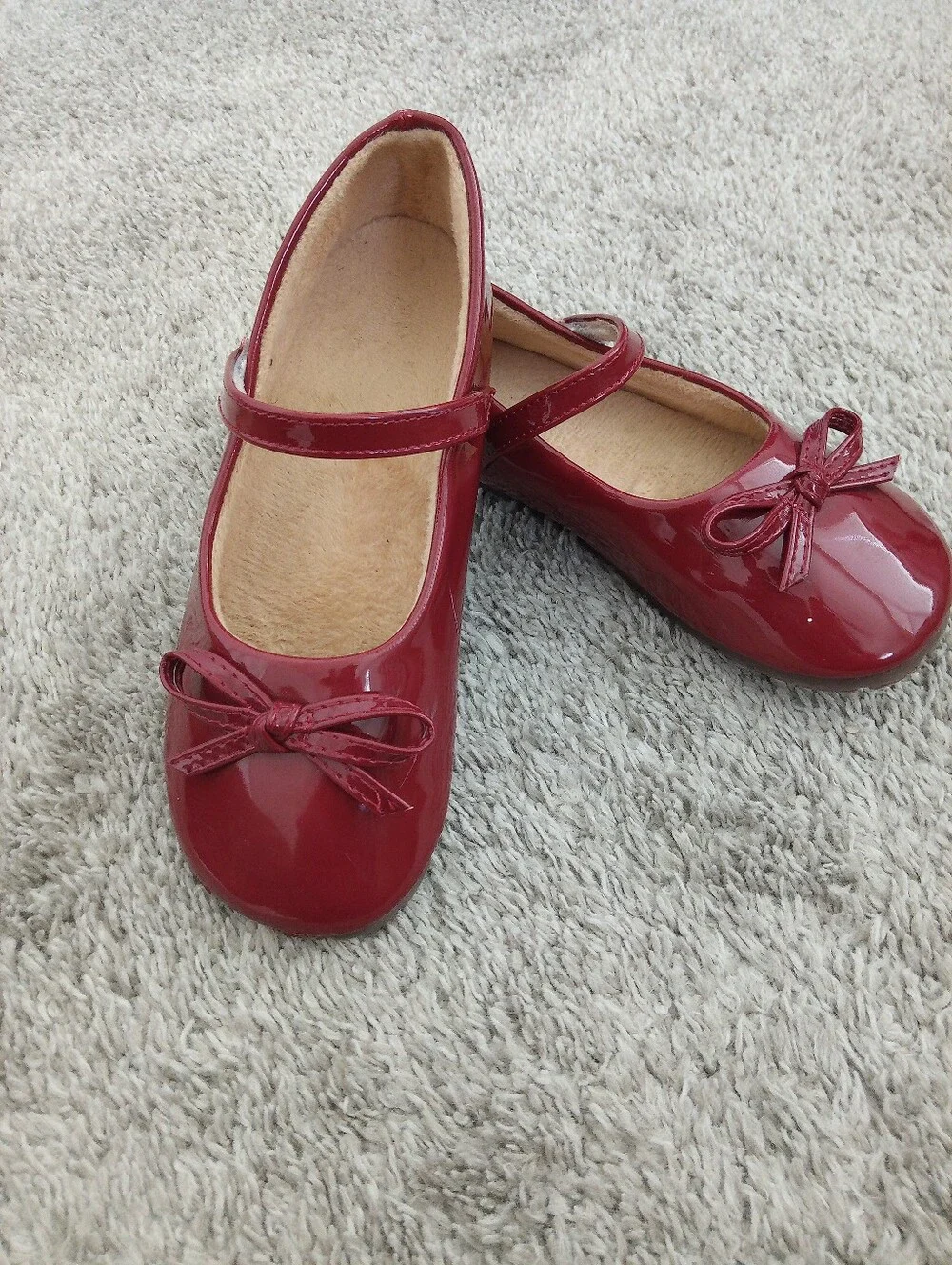 Girls' Red Flat Shoes with Bow - Size:EU 33, US2